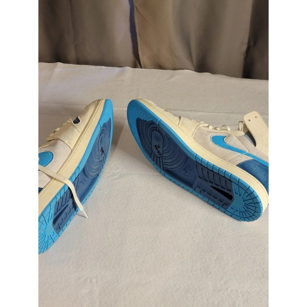 Men's NIKE‎ Size 12 Air Jordan 1 Zoom Comfort 2 High Dark Powder Blue/white!!